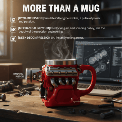 ⚡✨Ultimate V8 Engine Stainless Steel 3D Mug & A Gearhead's Dream